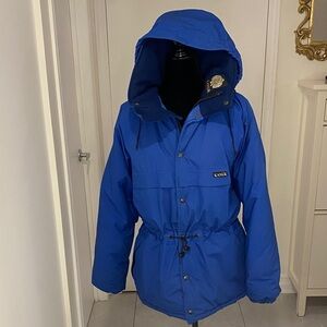 KANUK VTG Made in Canada long sleeved Blue Hooded Down Jacket  Size Medium